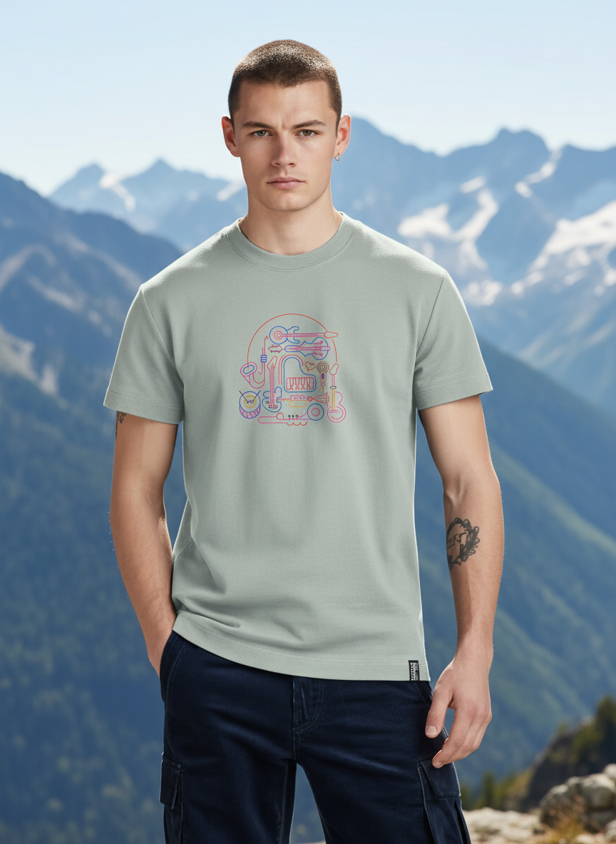 Men Regular Pure Cotton Printed T-Shirt