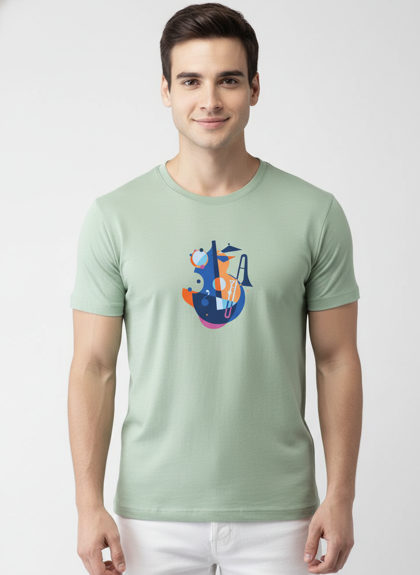 Men Regular Pure Cotton Printed T-Shirt