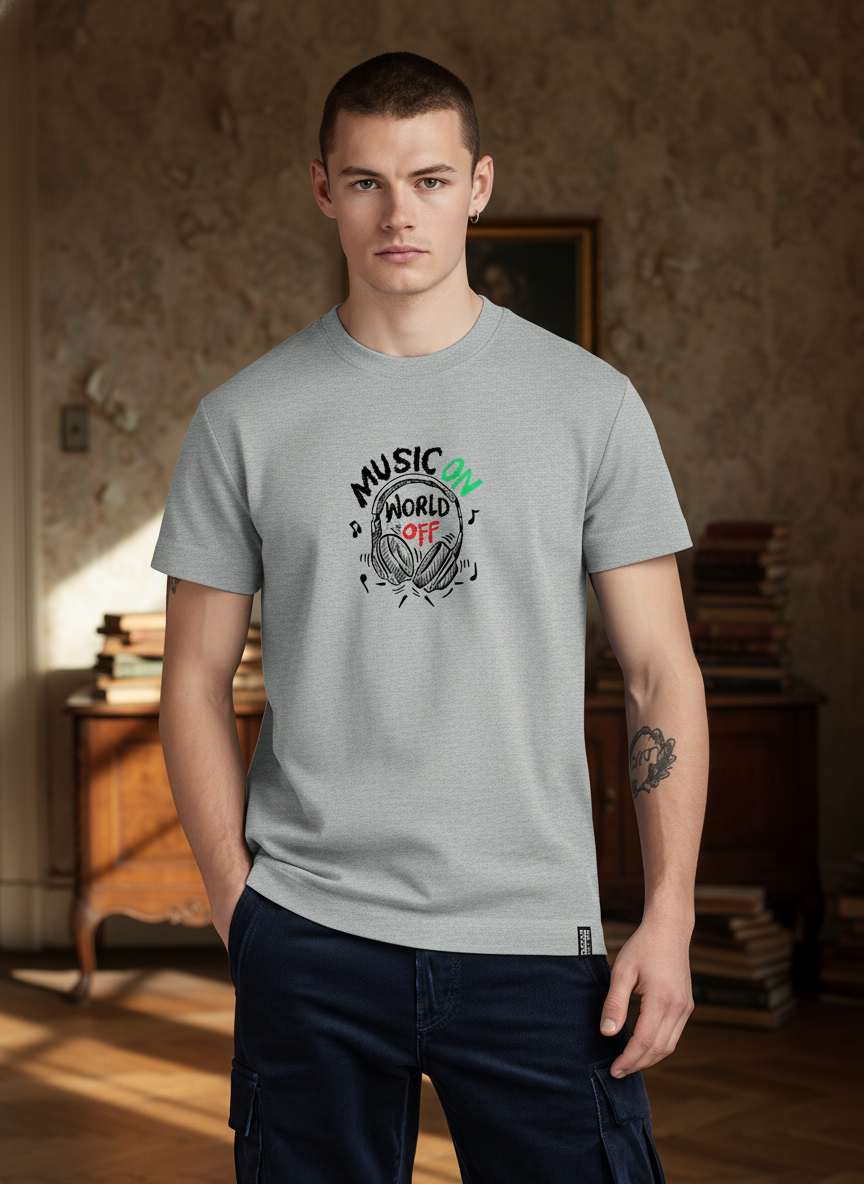 Men Regular Pure Cotton Printed T-Shirt