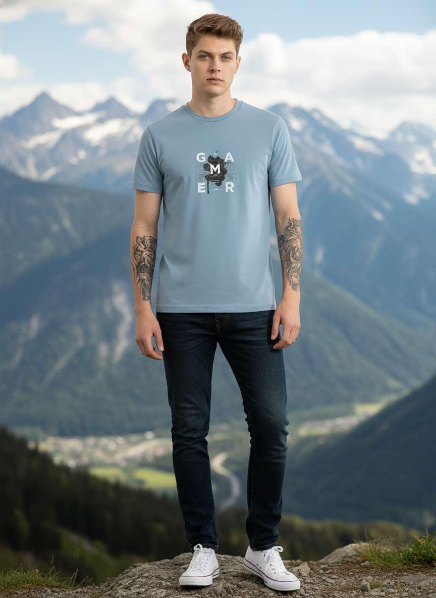 Men Regular Pure Cotton Printed T-Shirt