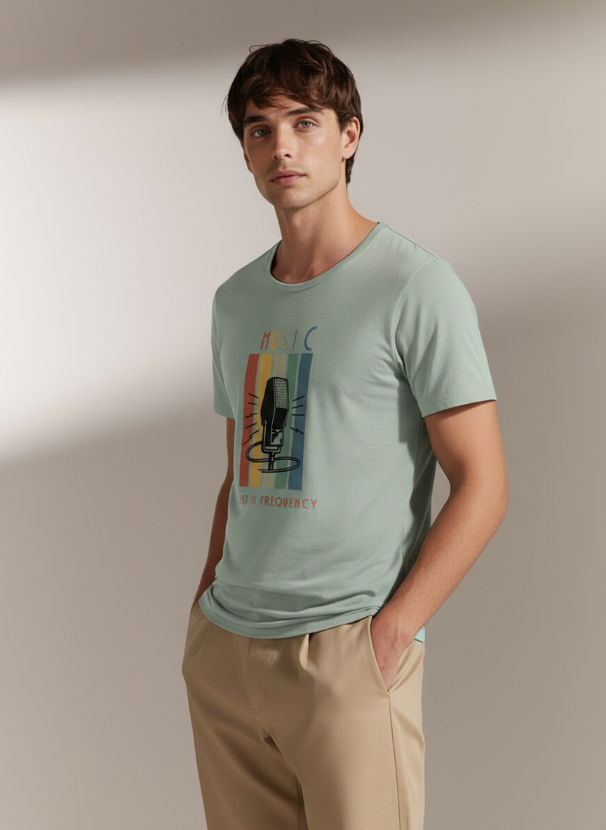 Men Regular Pure Cotton Printed T-Shirt