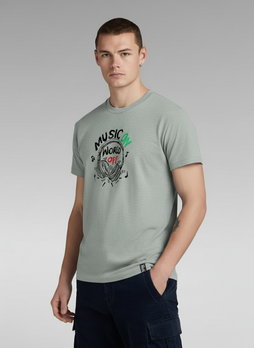 Men Regular Pure Cotton Printed T-Shirt