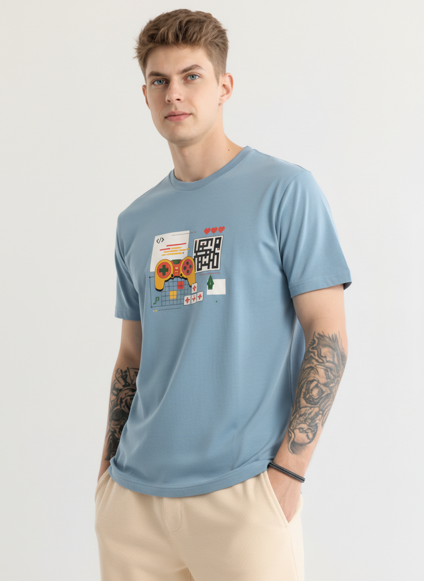 Men Regular Pure Cotton Printed T-Shirt