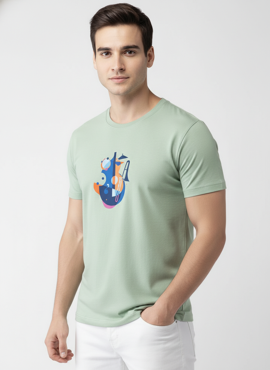 Men Regular Pure Cotton Printed T-Shirt
