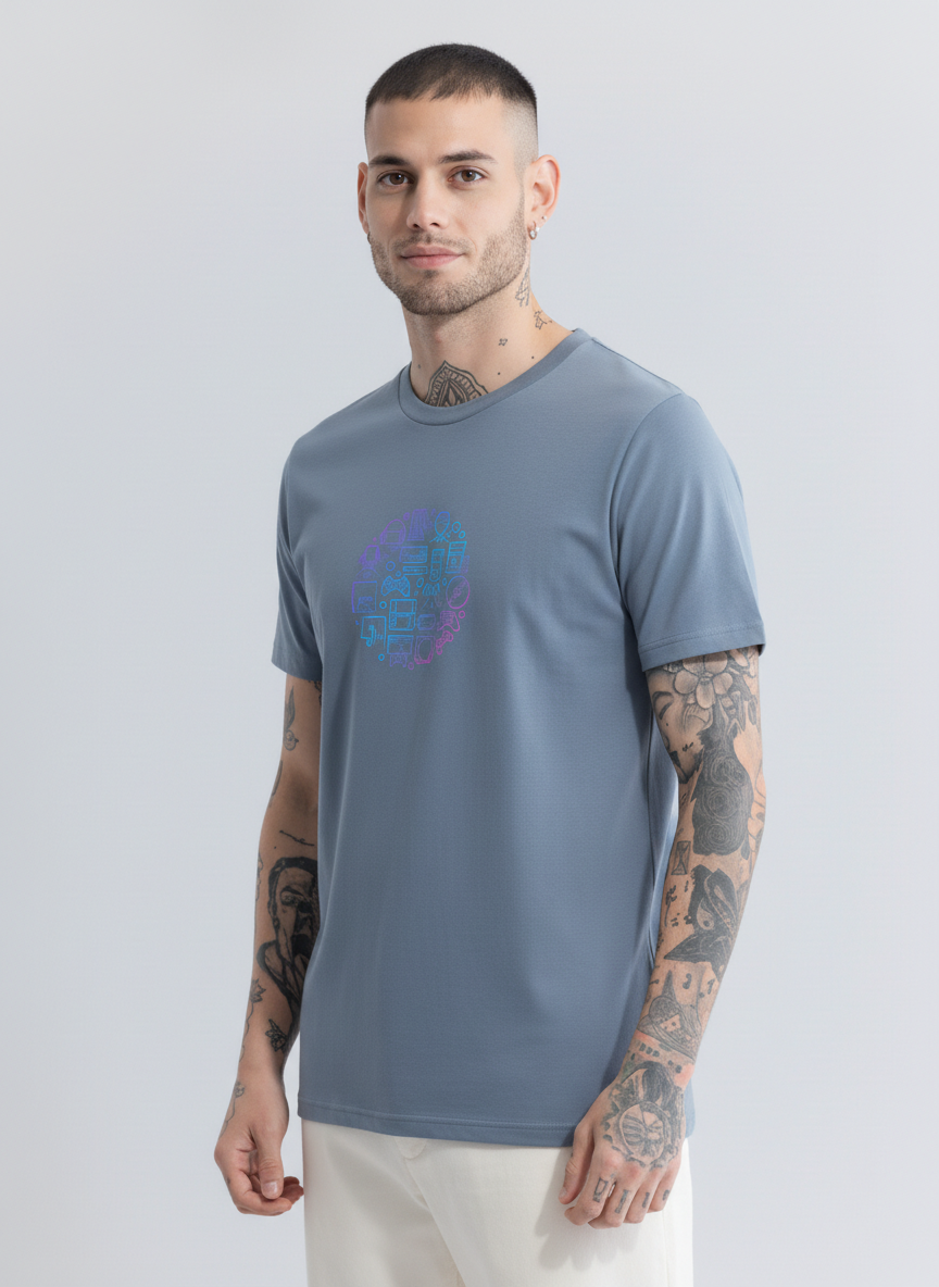 Men Regular Pure Cotton Printed T-Shirt