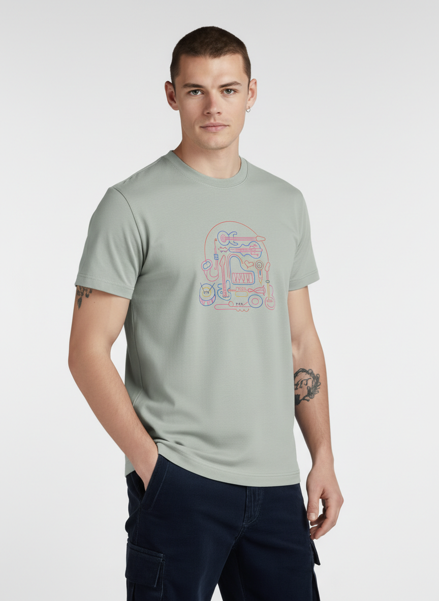 Men Regular Pure Cotton Printed T-Shirt