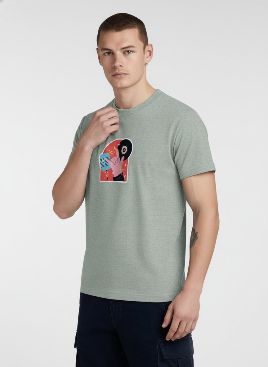 Men Regular Pure Cotton Printed T-Shirt