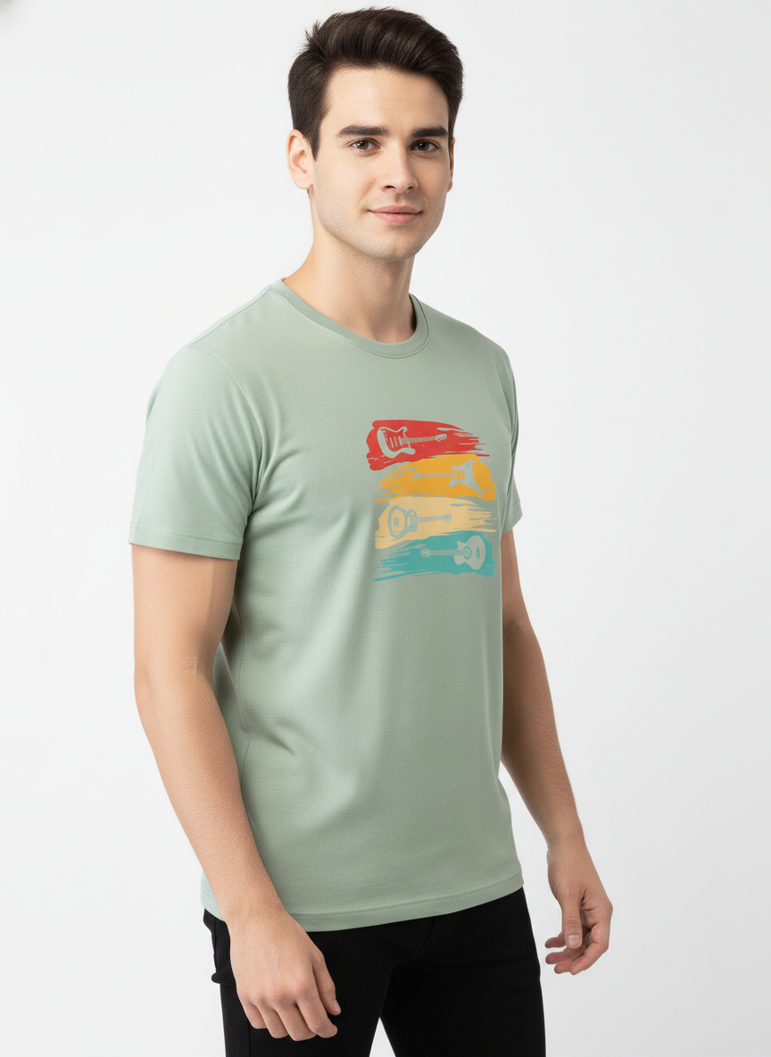 Men Regular Pure Cotton Printed T-Shirt