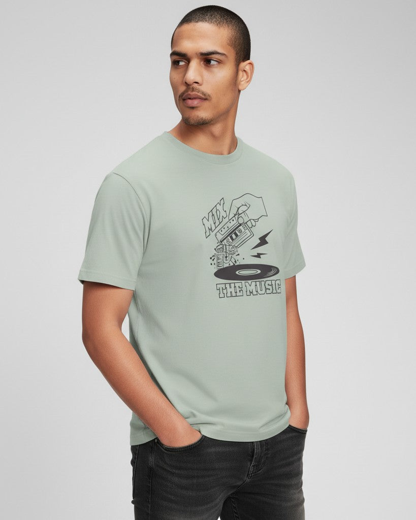 Men Regular Pure Cotton Printed T-Shirt