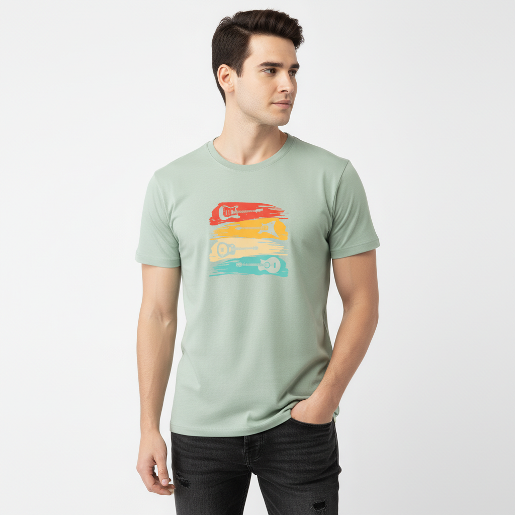 Men Regular Pure Cotton Printed T-Shirt