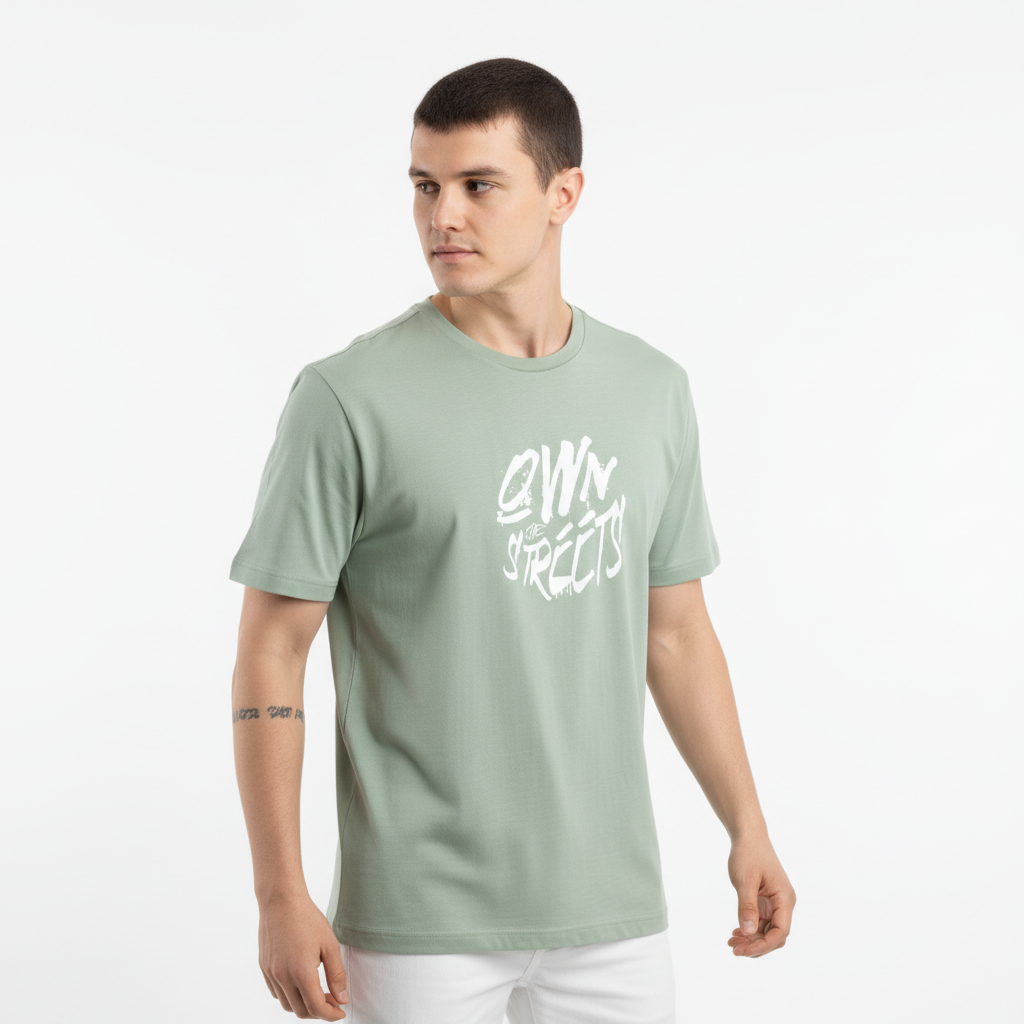 Men Regular Pure Cotton Printed T-Shirt