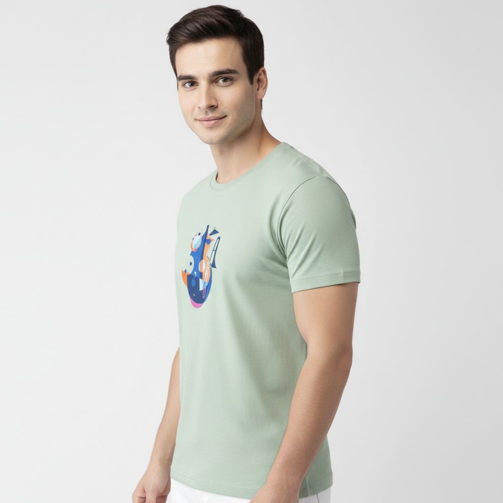 Men Regular Pure Cotton Printed T-Shirt