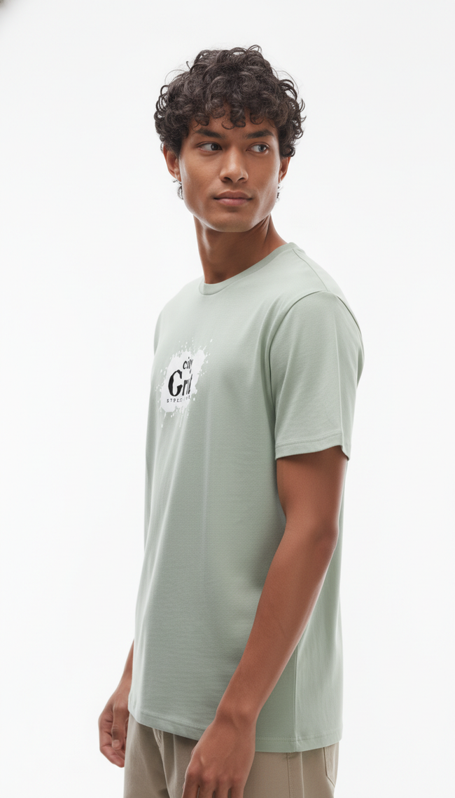 Men Regular Pure Cotton Printed T-Shirt