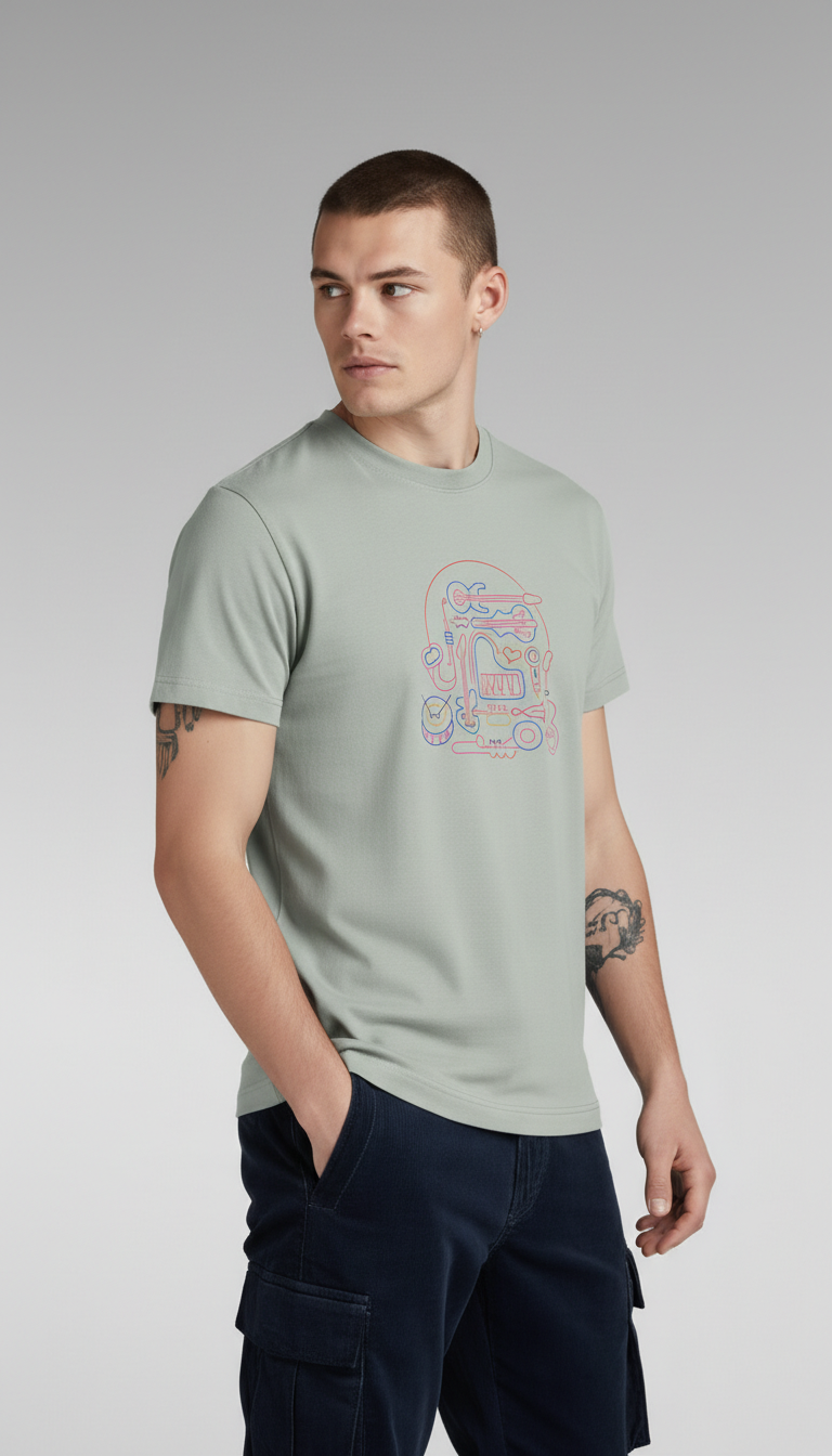 Men Regular Pure Cotton Printed T-Shirt