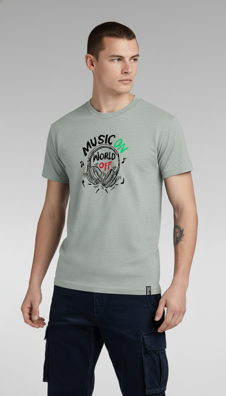 Men Regular Pure Cotton Printed T-Shirt