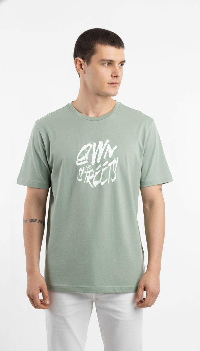 Men Regular Pure Cotton Printed T-Shirt