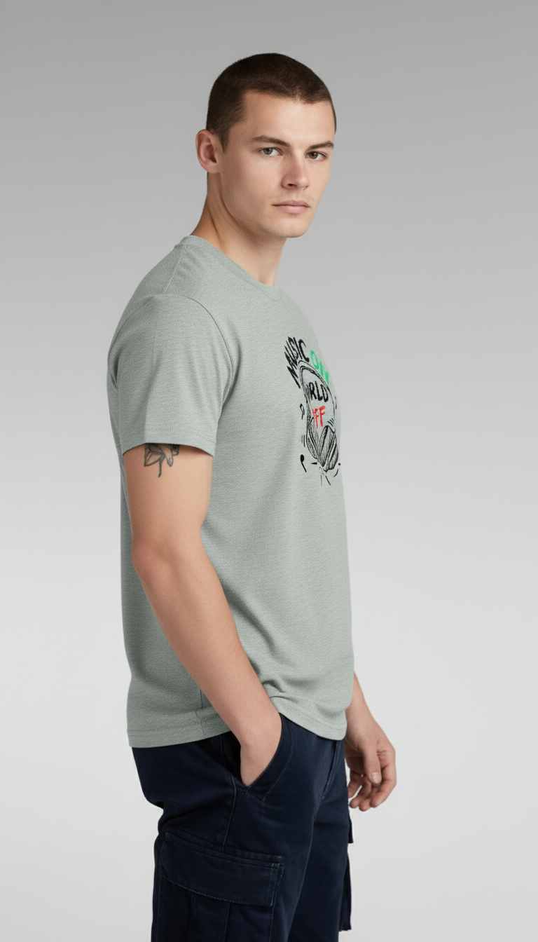 Men Regular Pure Cotton Printed T-Shirt