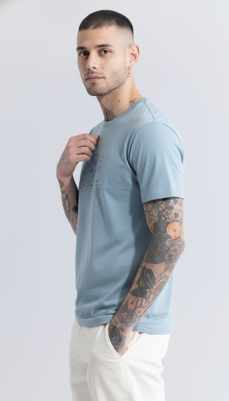 Men Regular Pure Cotton Printed T-Shirt