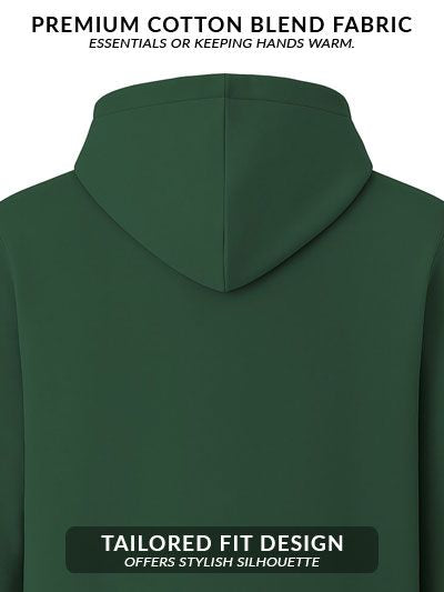 Men Green Cotton Fleece Printed Hoodie