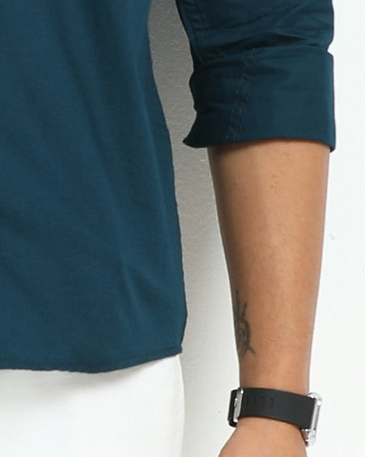 Mens Blue Twill Shirt Slim Fit