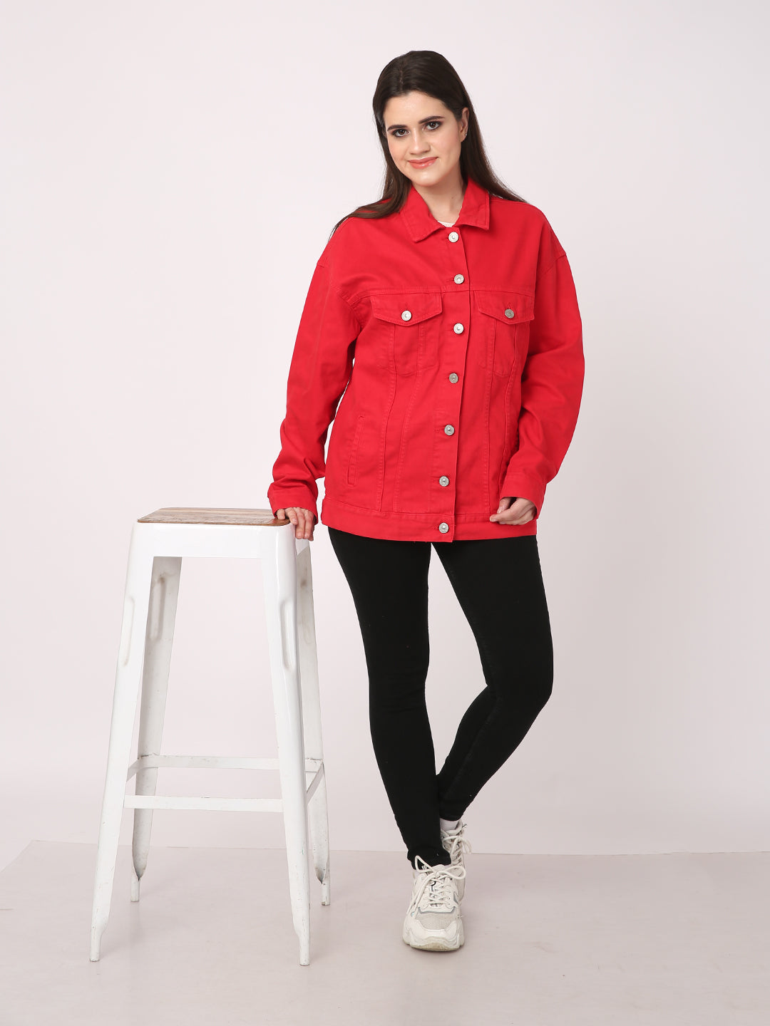 Women Red Button Down Jacket