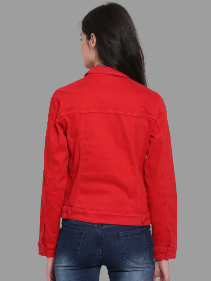 Women Red Trucker Jacket