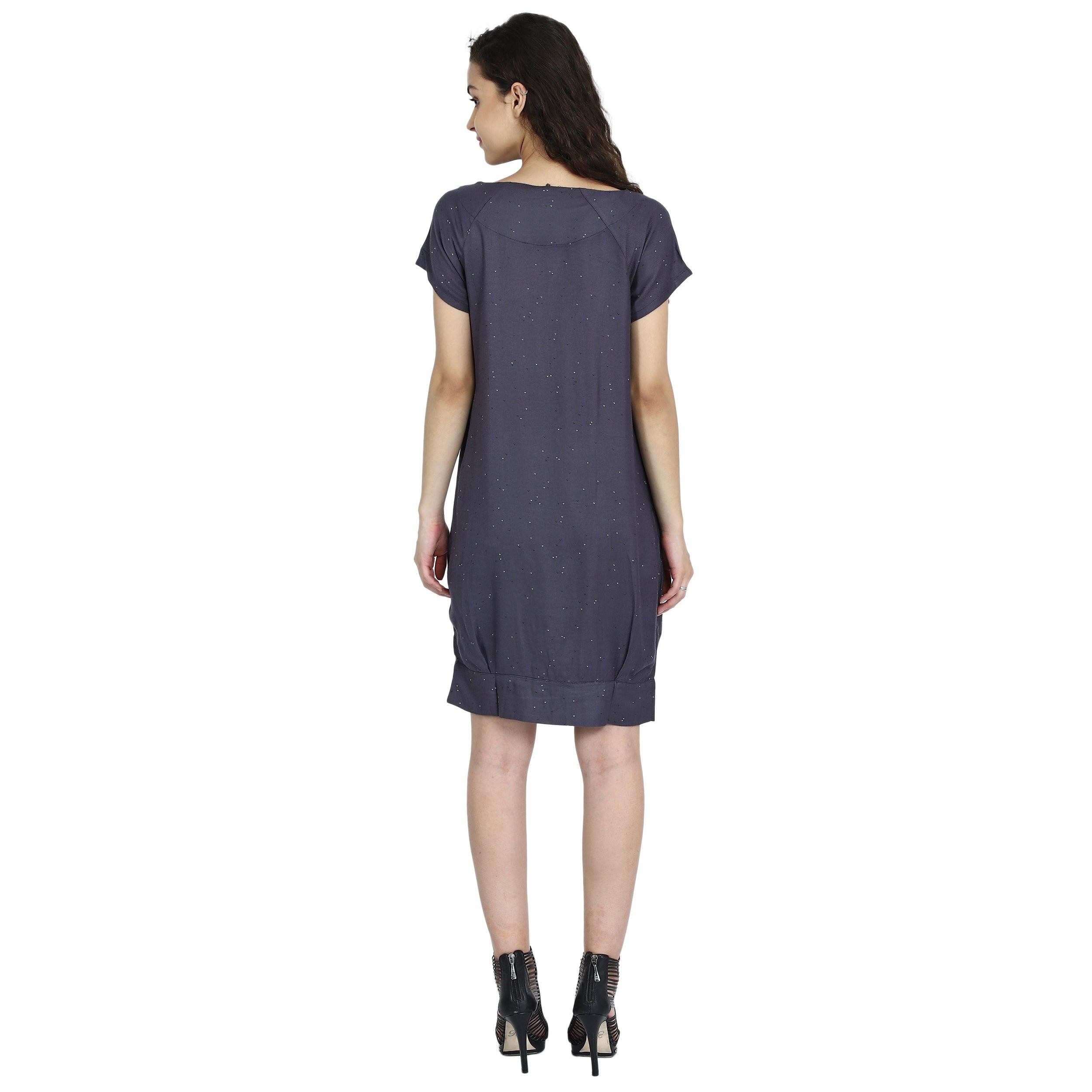 Women Grey A Line Mini Dress