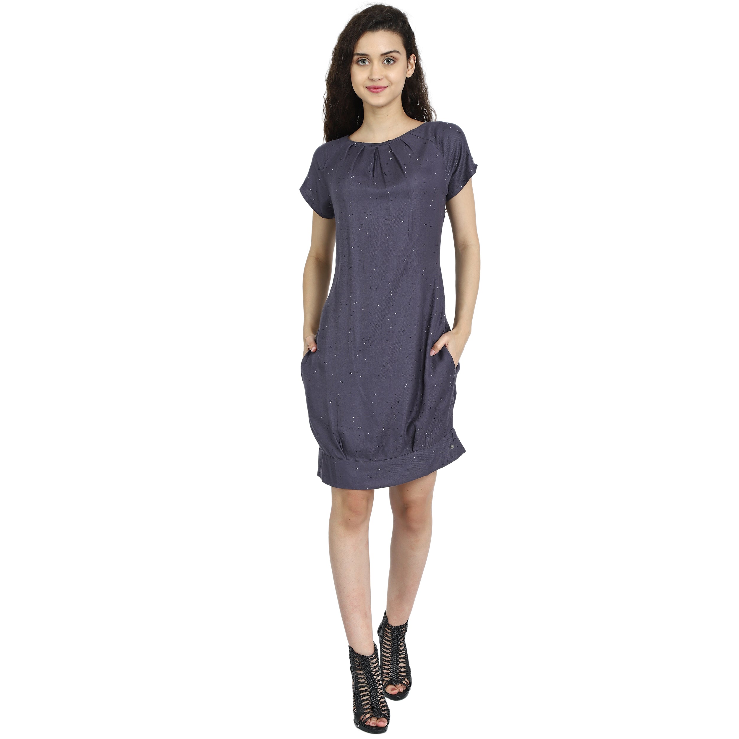 Women Grey A Line Mini Dress