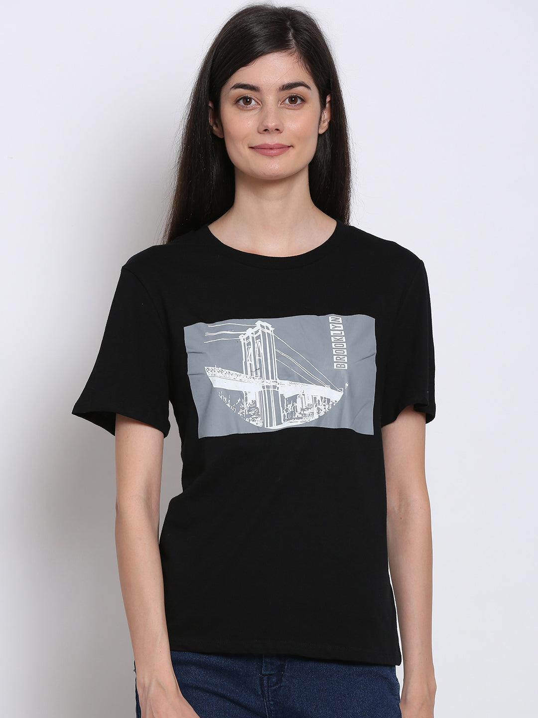 Women Black Graphic Tee