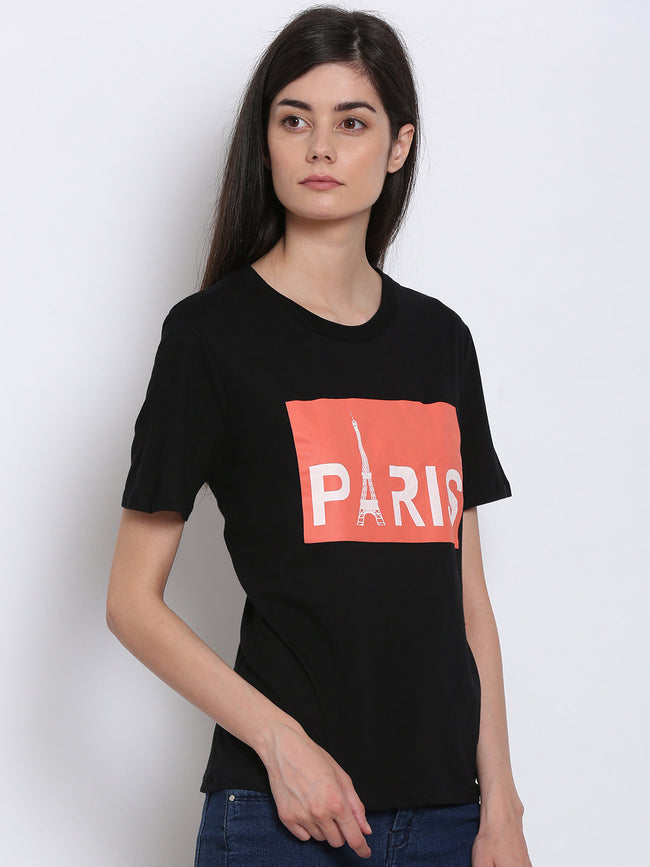 Women Black Graphic Tee