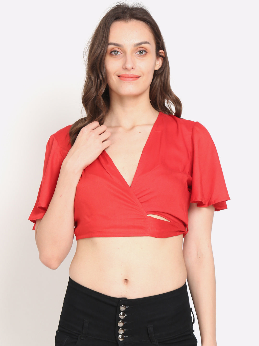 Women Red Crop Top