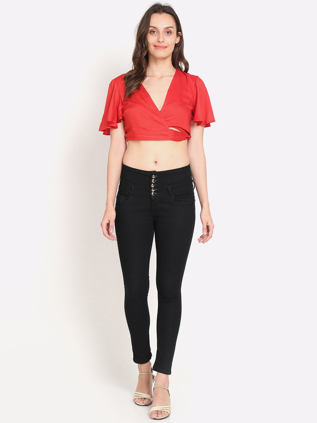 Women Red Crop Top