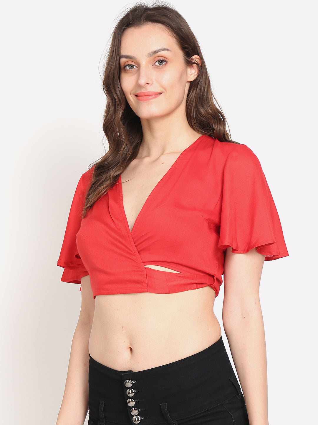 Women Red Crop Top