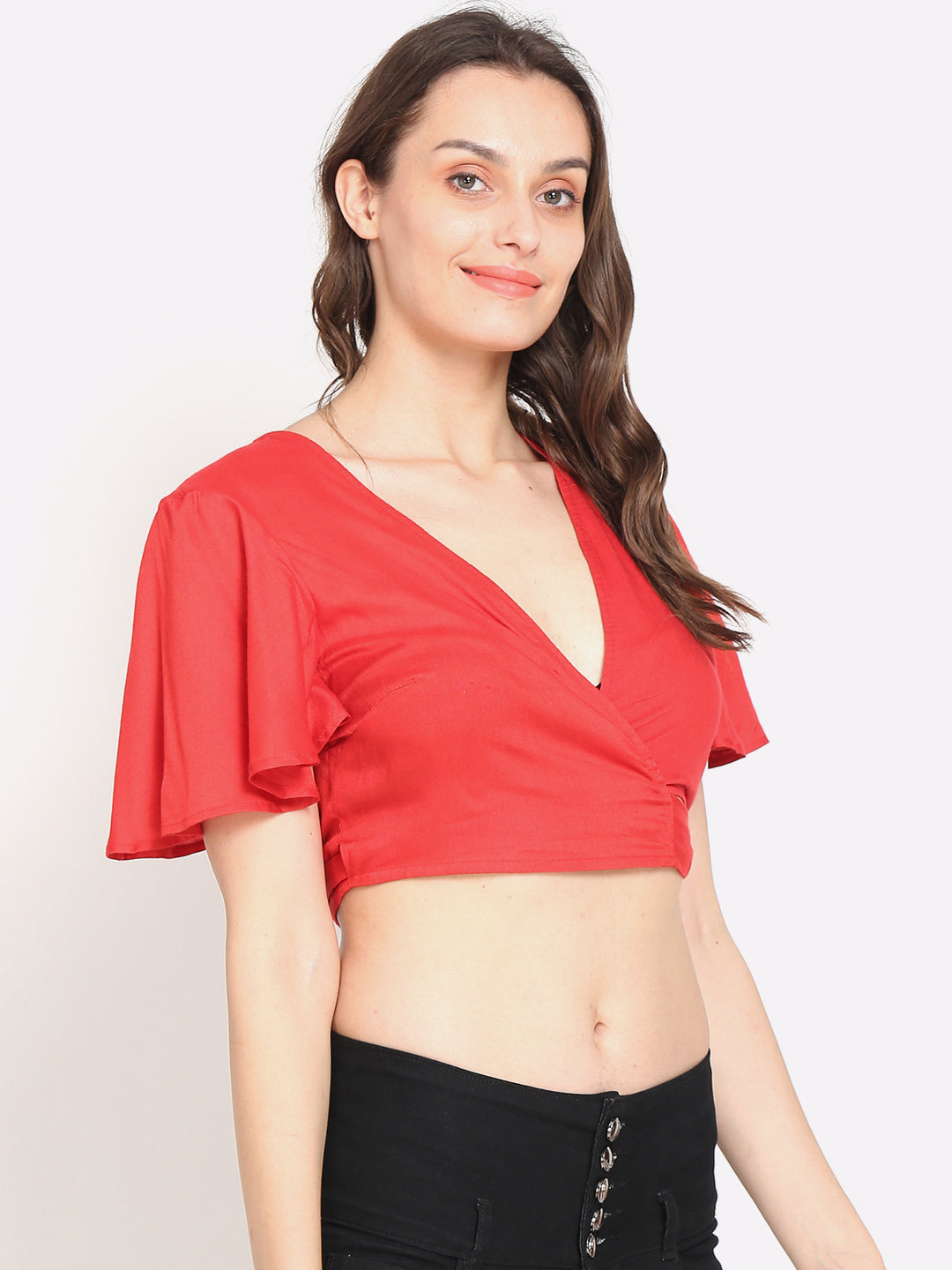 Women Red Crop Top