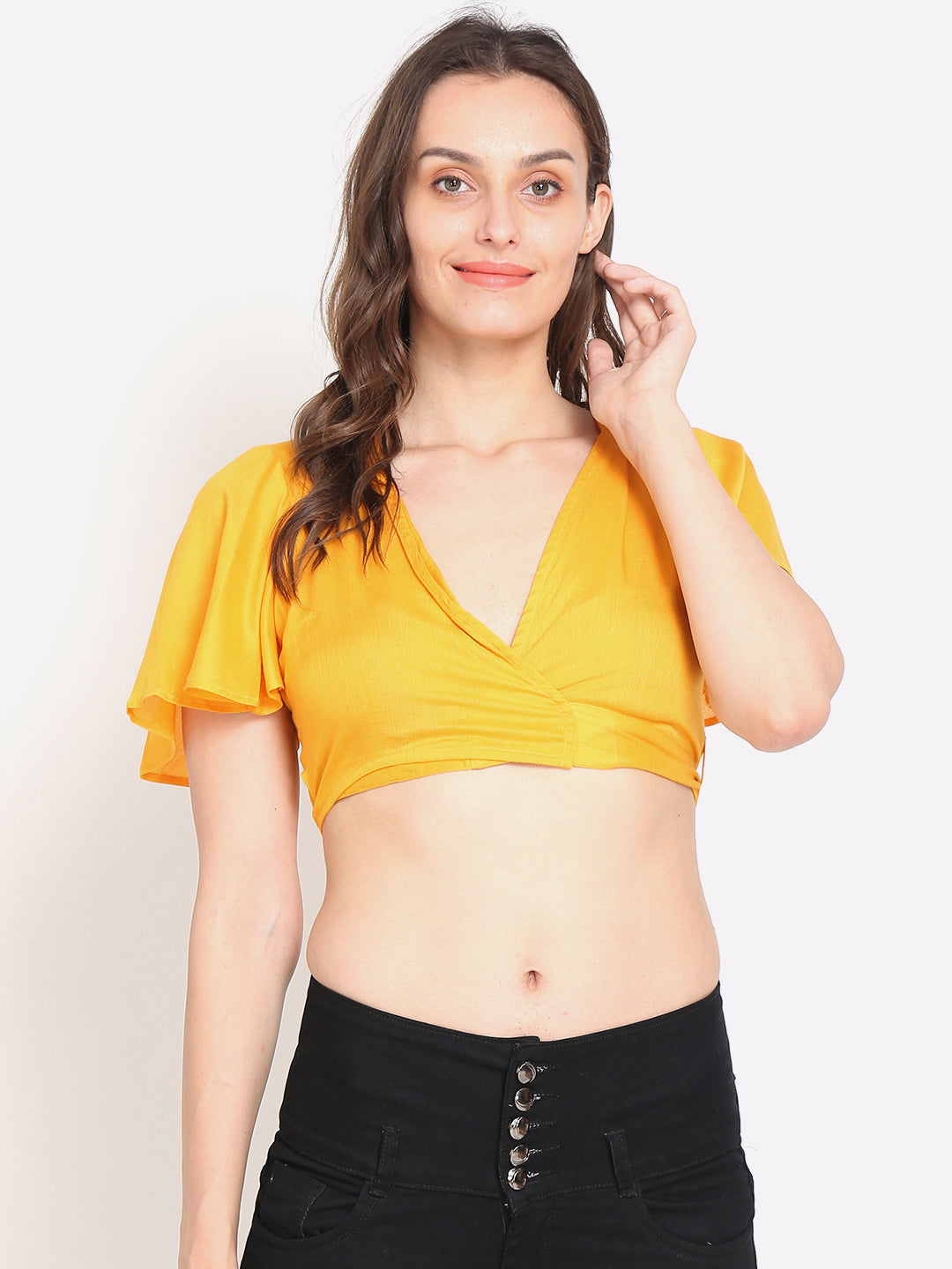 Women Yellow Crop Top