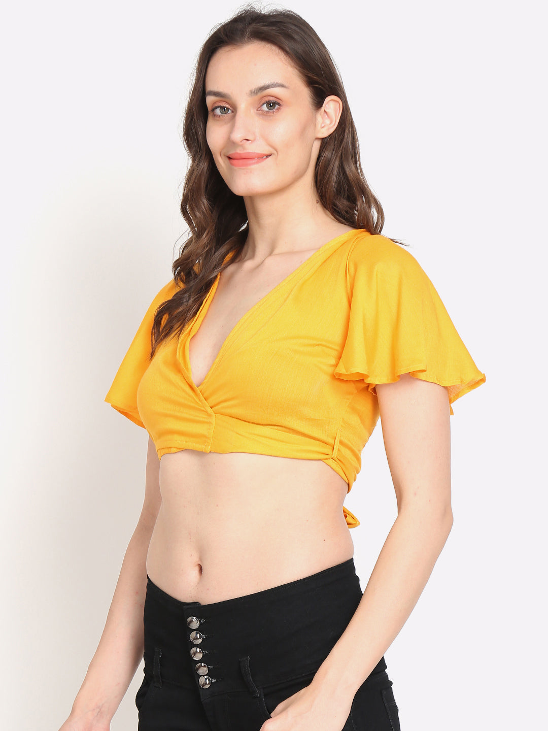 Women Yellow Crop Top