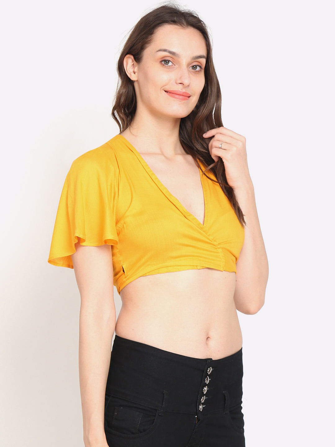 Women Yellow Crop Top