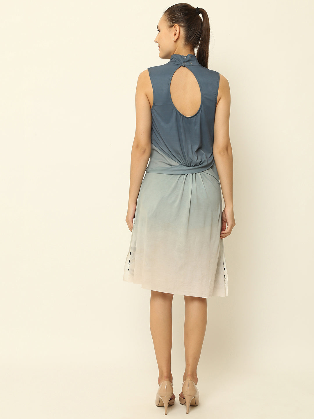 Women Grey High Neck Dress