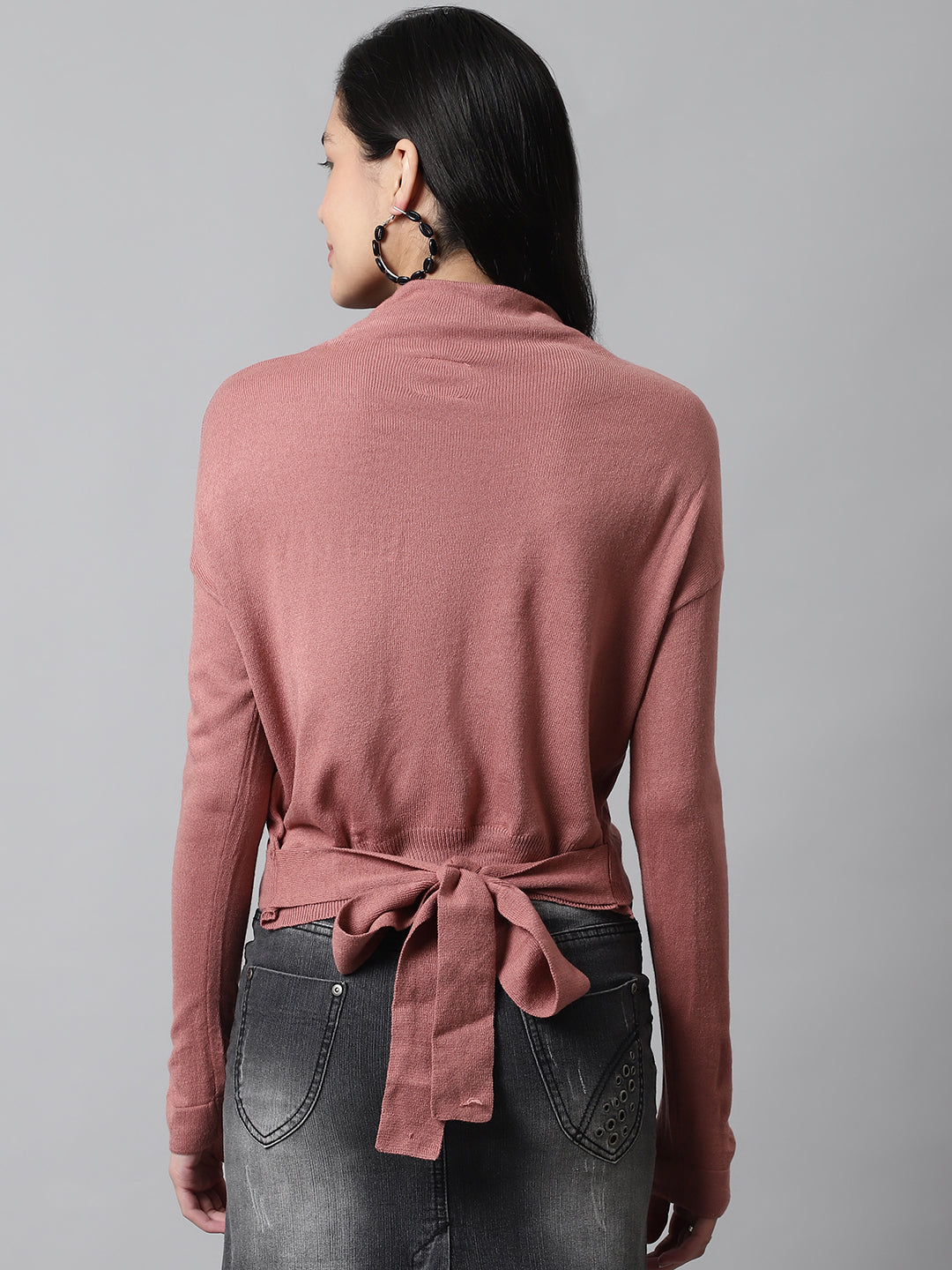 Women Peach Back Knot Sweater