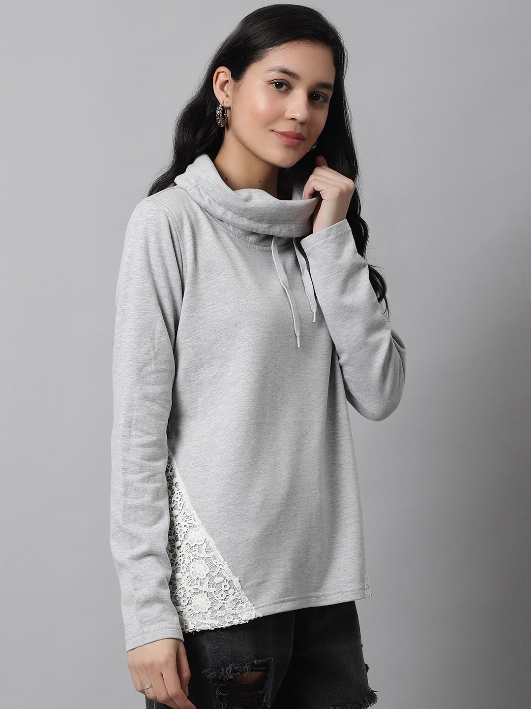 Women Grey Cotton Sweater