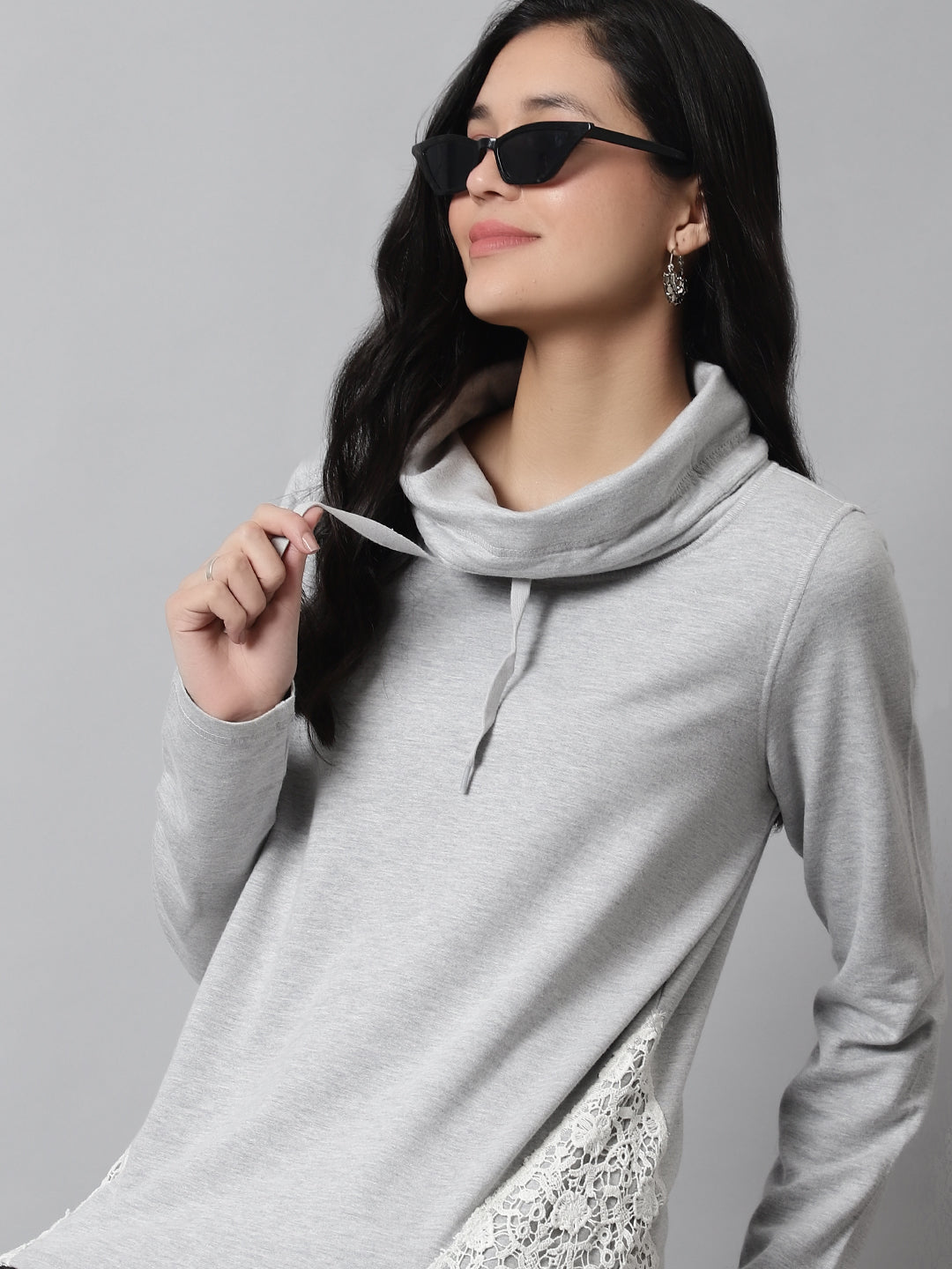 Women Grey Cotton Sweater