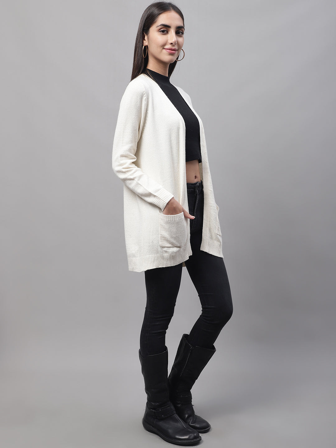 Women Cream Open Shrug