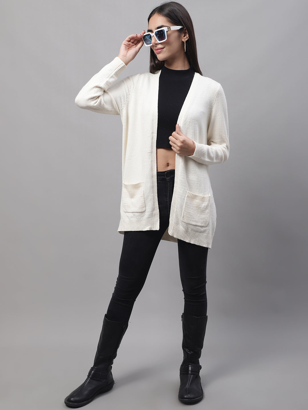 Women Cream Open Shrug