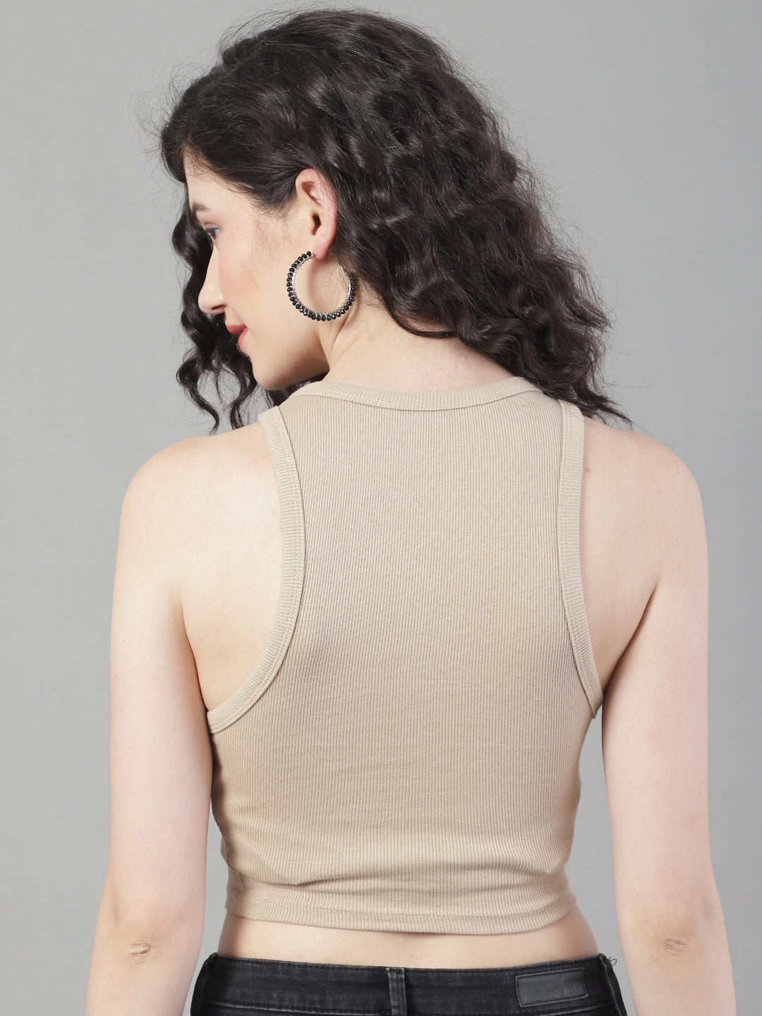 Women Beige Racerback Tank Top