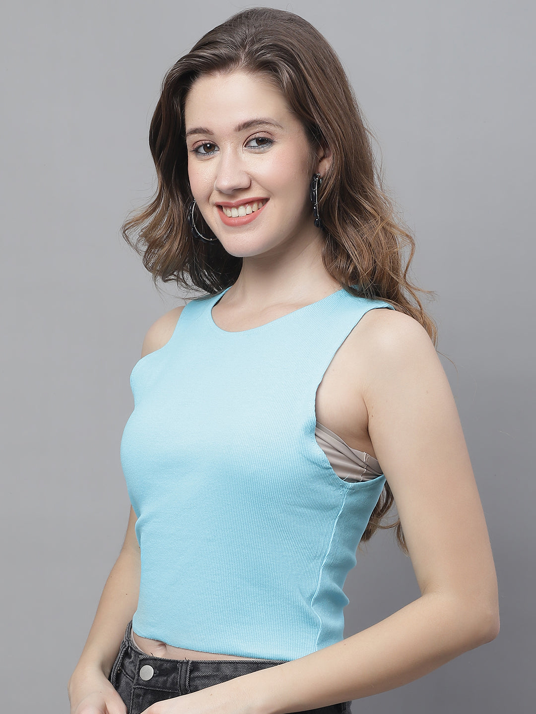 Women Blue Sleeveless Top