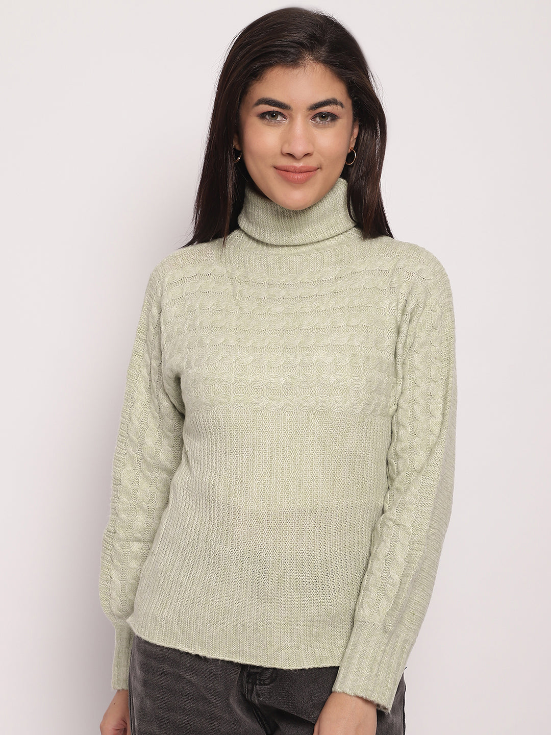 Women Light Green Sweater