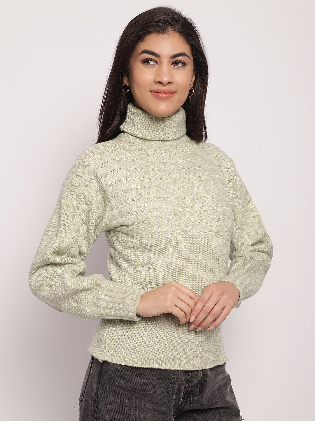 Women Light Green Sweater