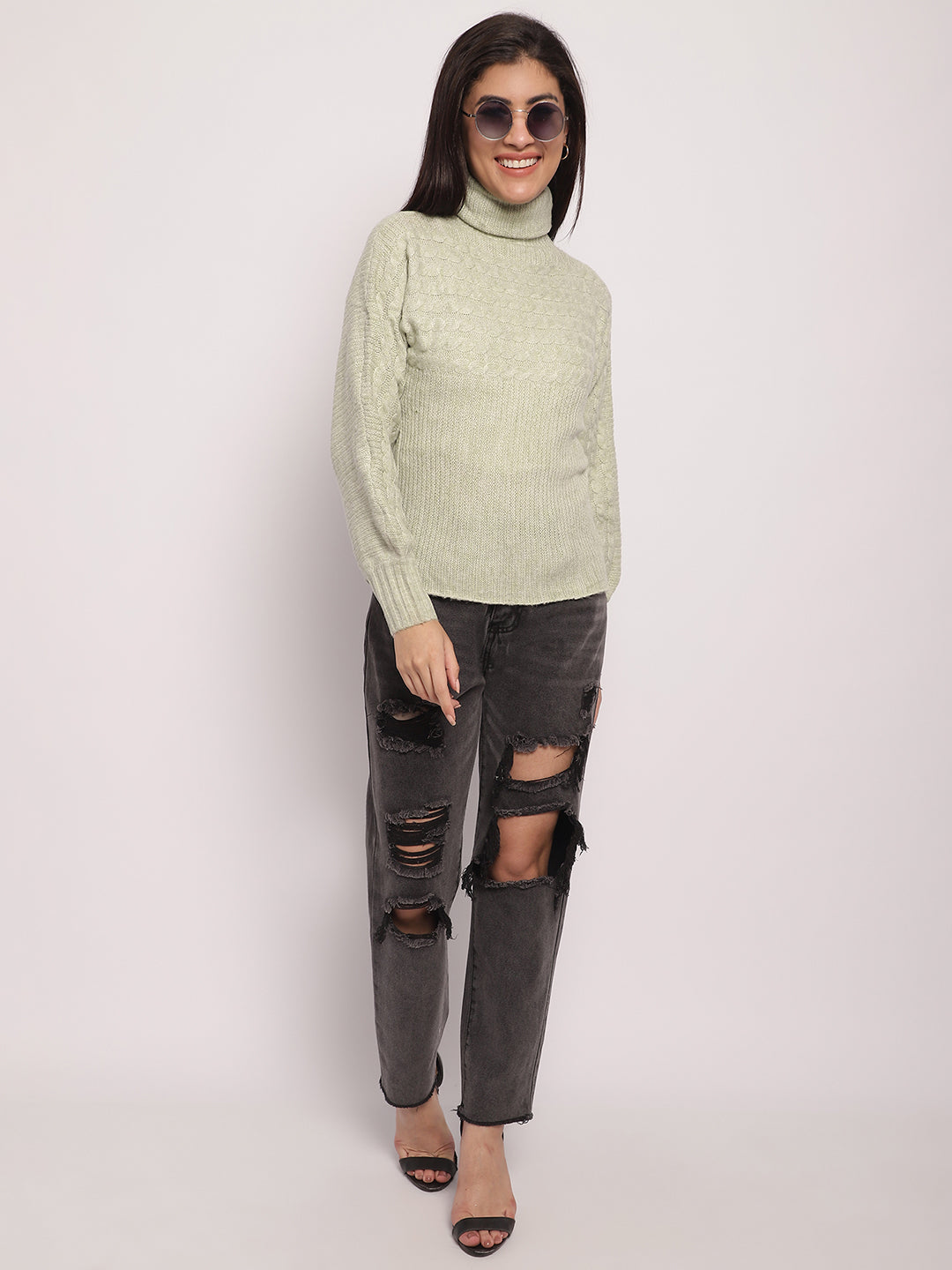 Women Light Green Sweater