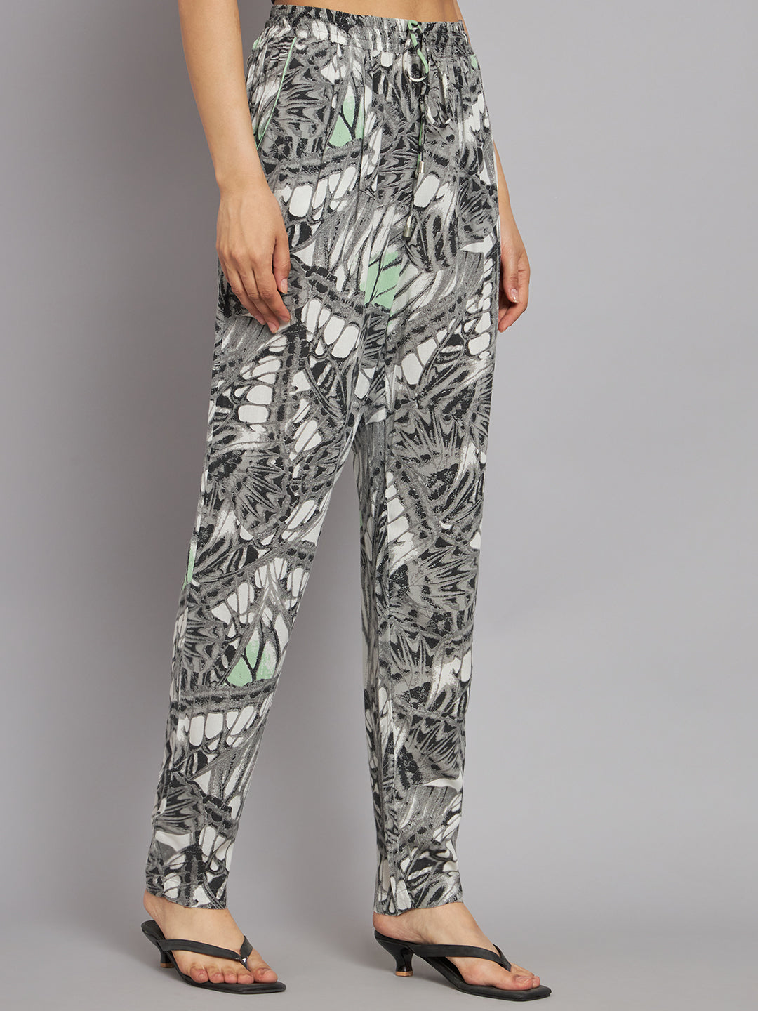 Women Grey Printed Pants