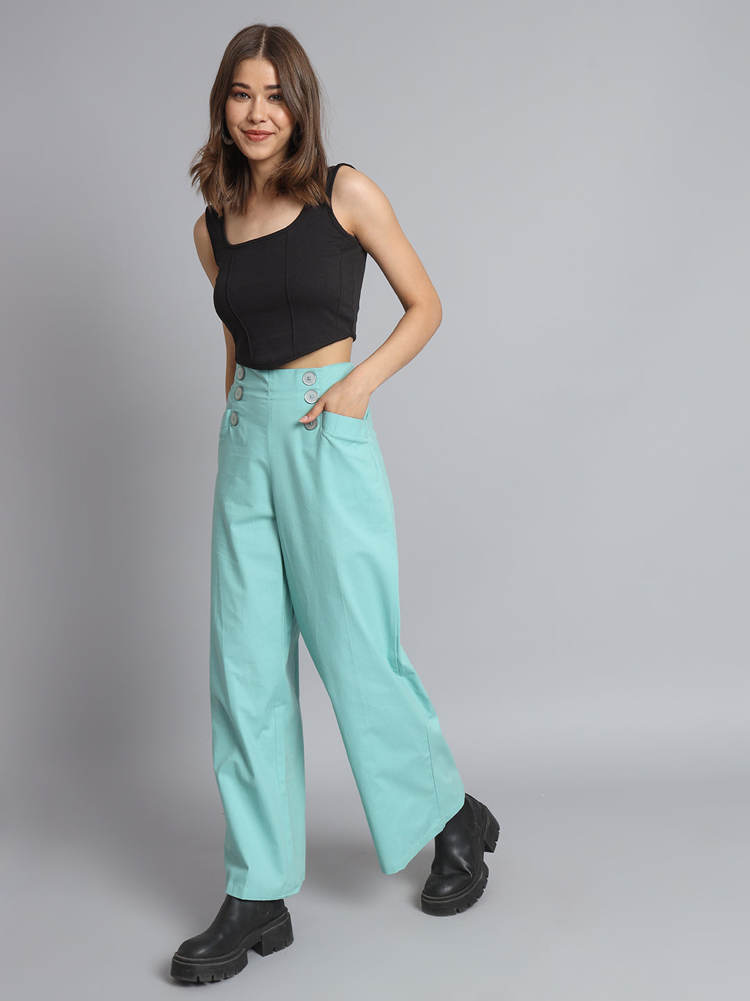 Women Sea Green Pants